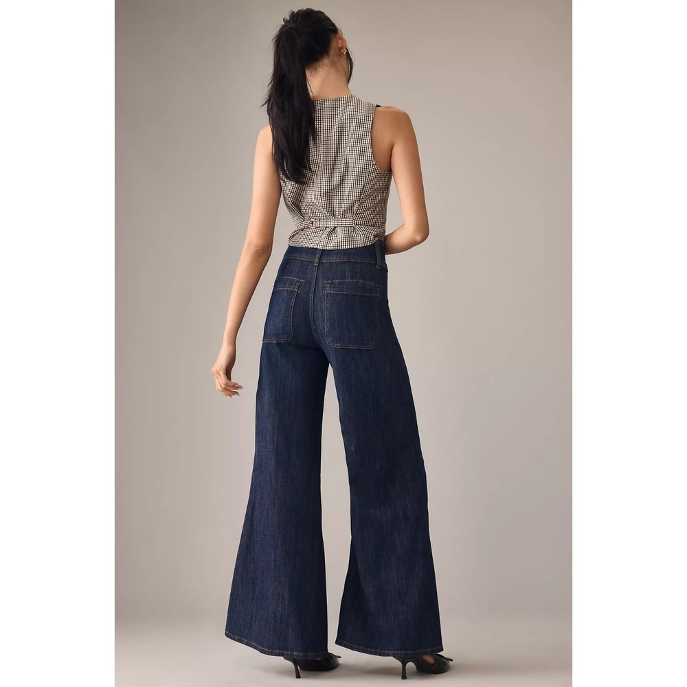 Pilcro High Rise Wide Leg Trouser Jeans Womens 31 Blue Boho Anthropologie - Picture 2 of 12
